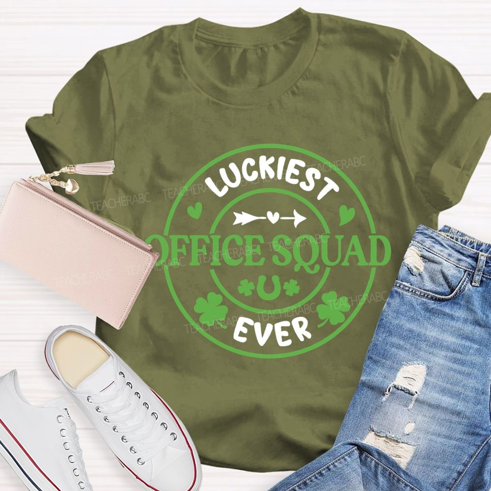 Luckiest Office Squad Ever Four-Leaf Clover T-shirt