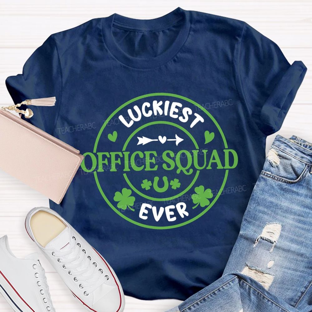 Luckiest Office Squad Ever Four-Leaf Clover T-shirt
