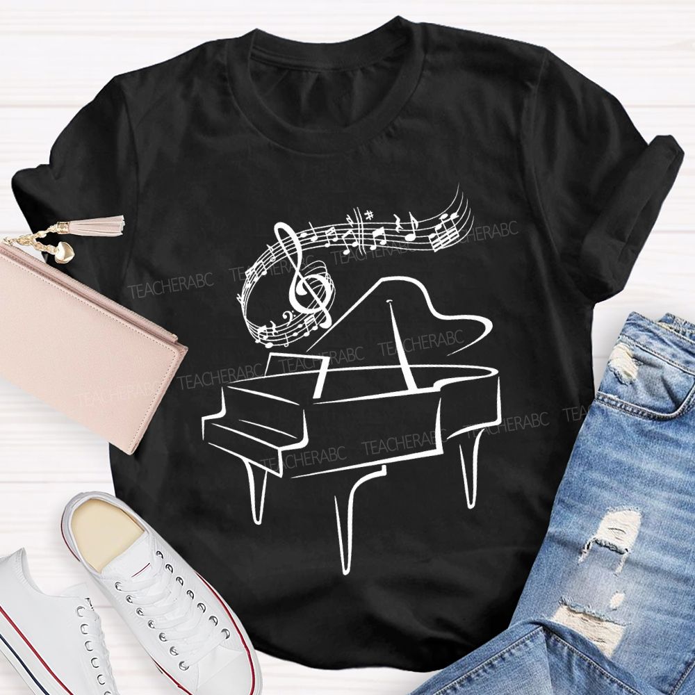 Piano And Notes Music Teacher T-shirt