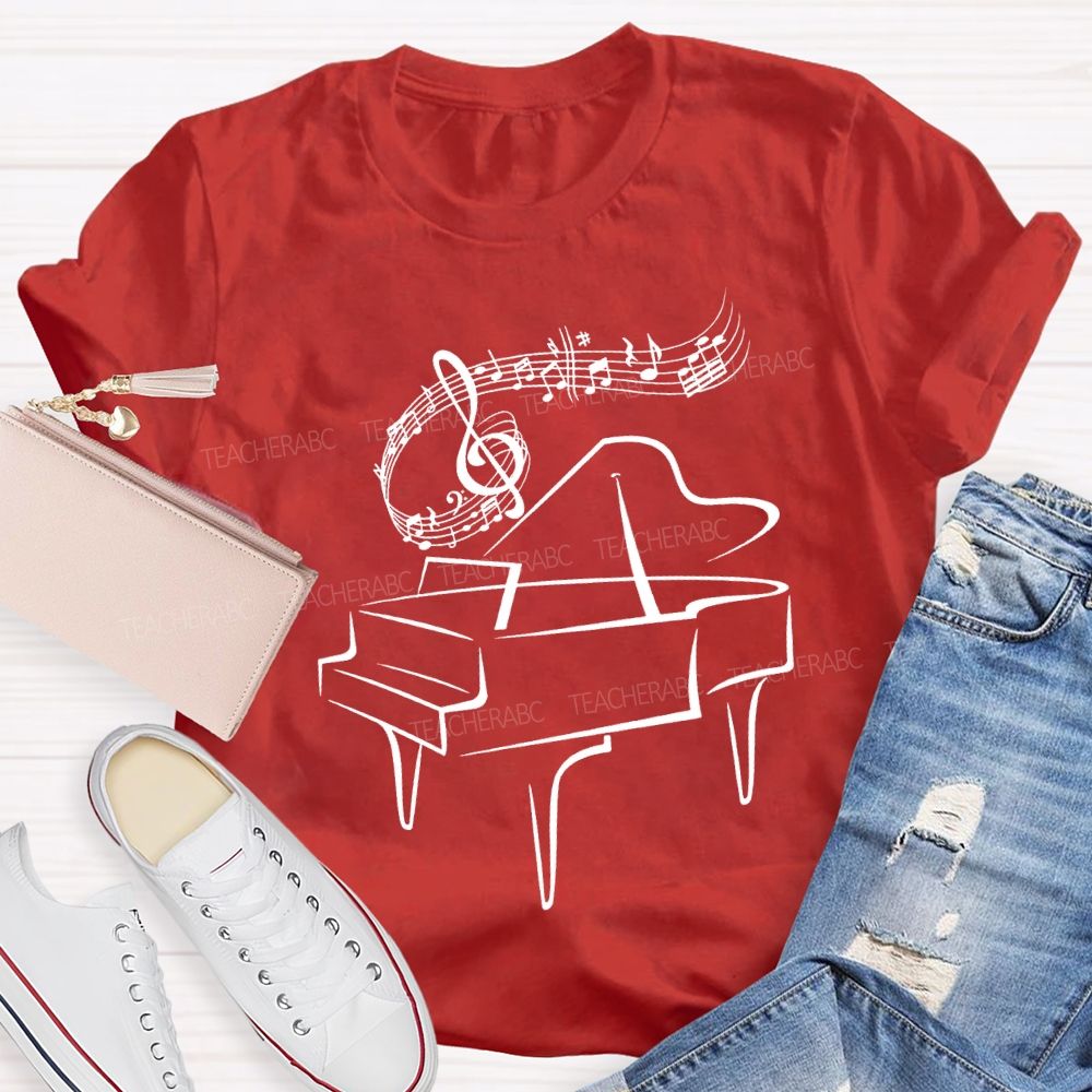 Piano And Notes Music Teacher T-shirt