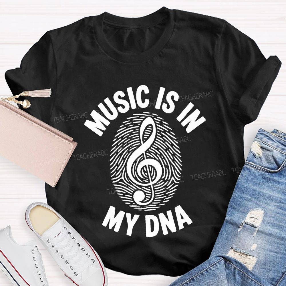 Music Is In My Day Fingerprint Notes Teacher T-shirt
