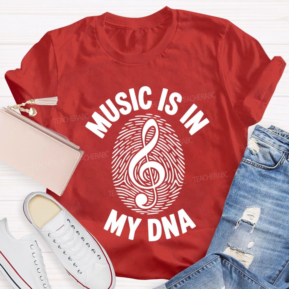 Music Is In My Day Fingerprint Notes Teacher T-shirt