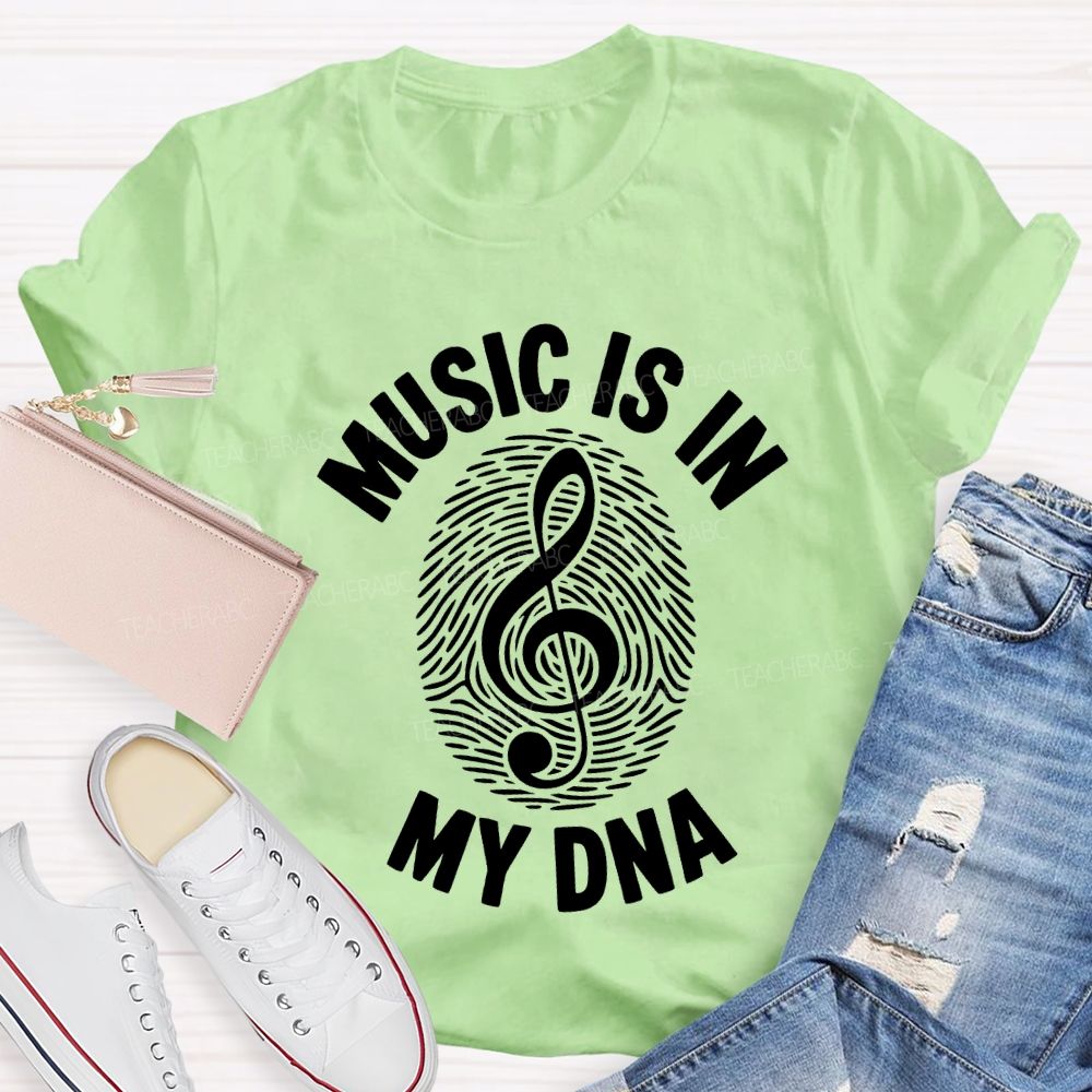 Music Is In My Day Fingerprint Notes Teacher T-shirt