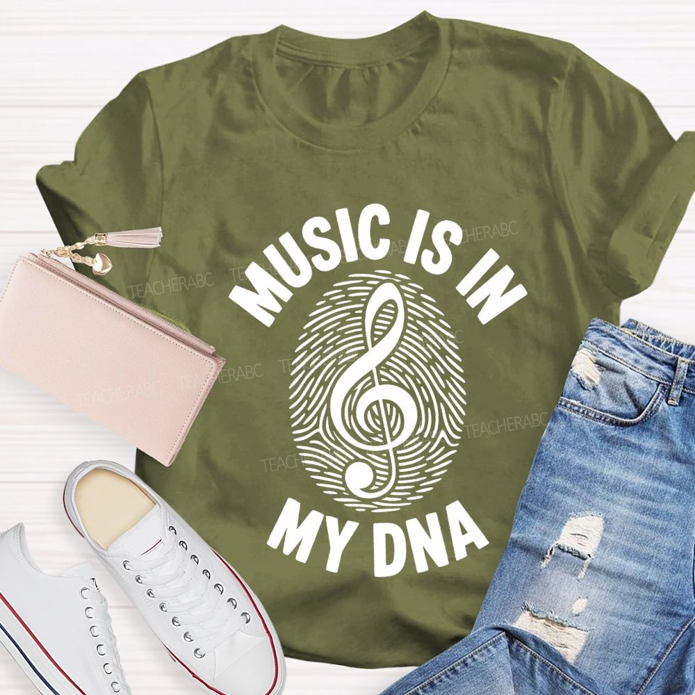 Music Is In My Day Fingerprint Notes Teacher T-shirt