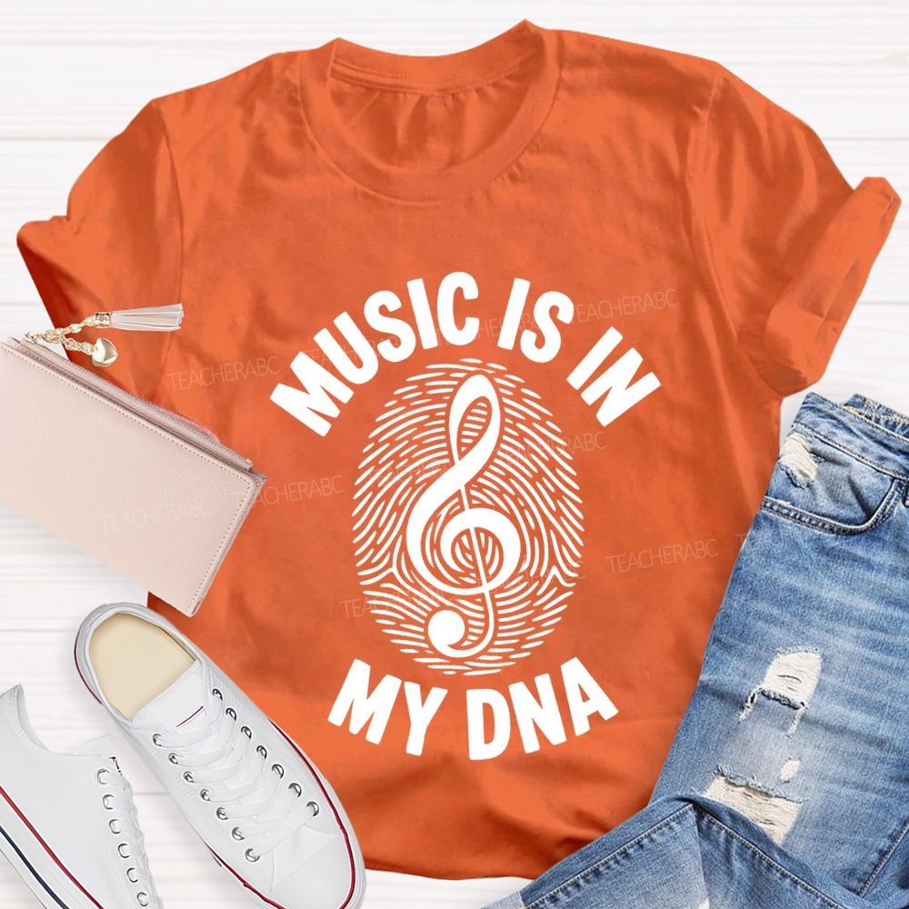 Music Is In My Day Fingerprint Notes Teacher T-shirt