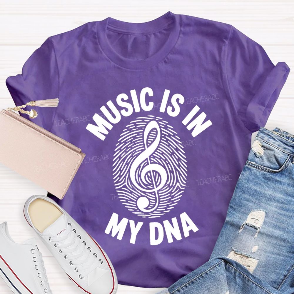 Music Is In My Day Fingerprint Notes Teacher T-shirt