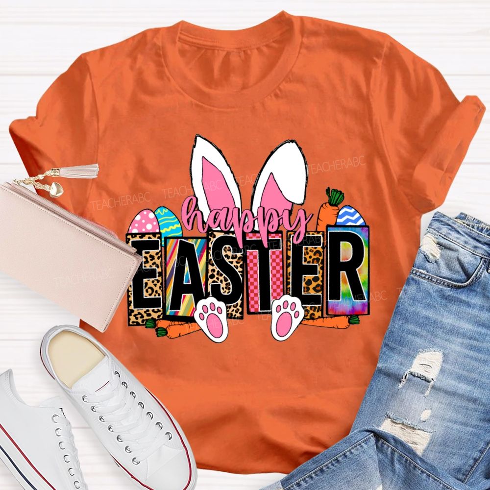 Happy Easter Bunny Ears Teacher T-shirt
