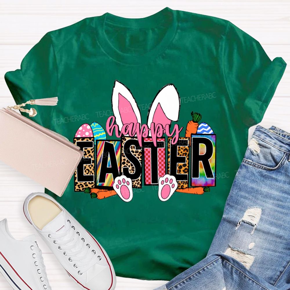 Happy Easter Bunny Ears Teacher T-shirt
