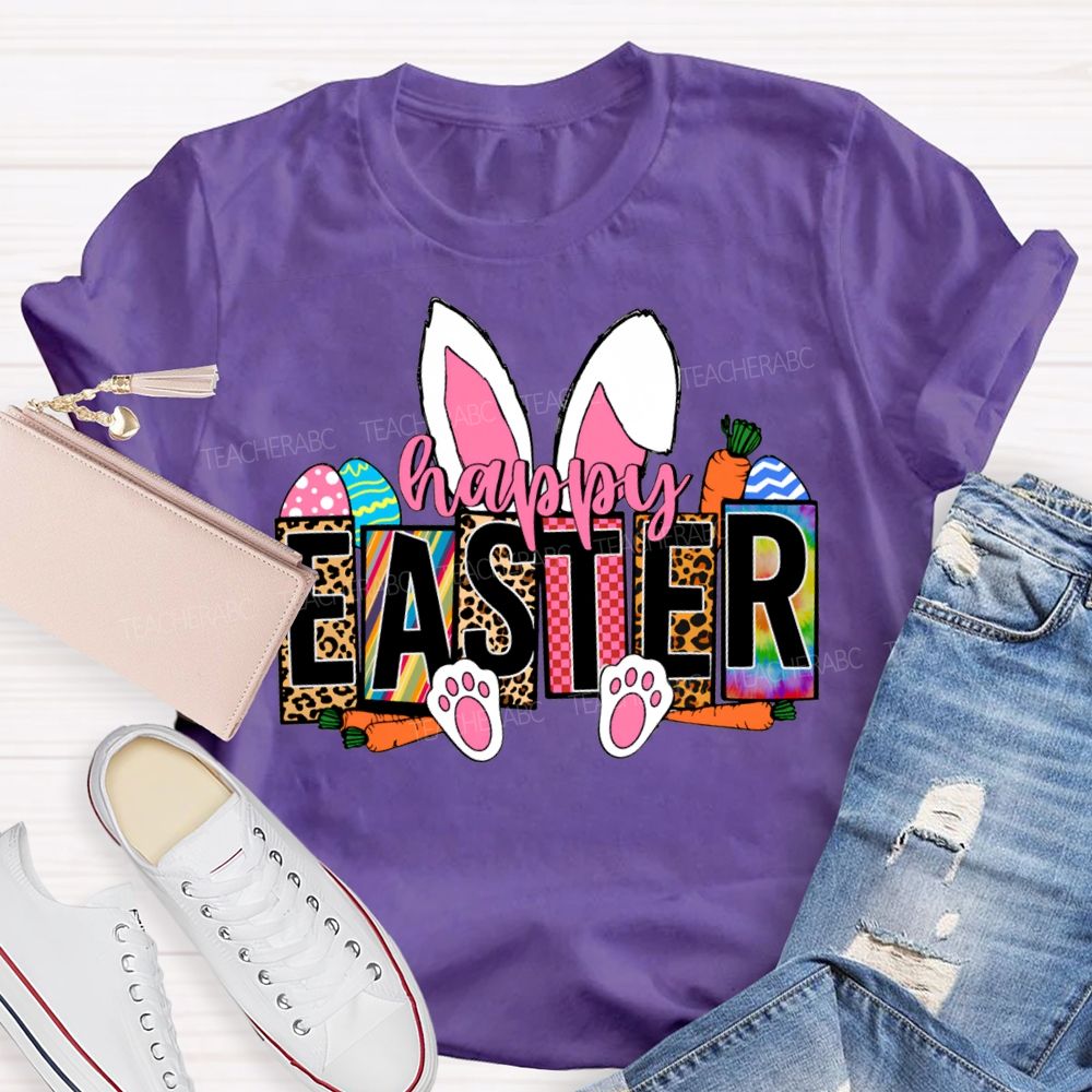 Happy Easter Bunny Ears Teacher T-shirt