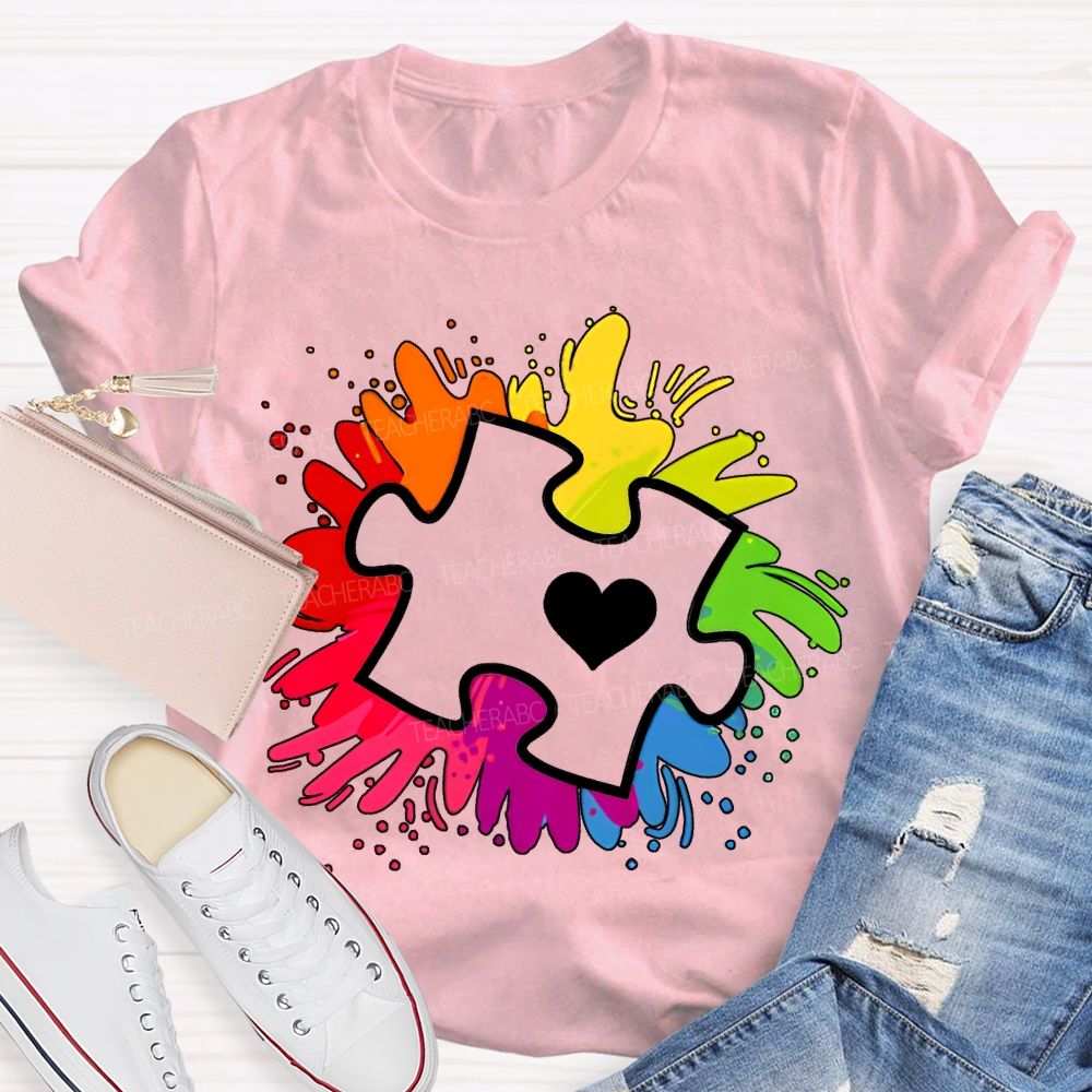 Autism Awareness Colorful Tie-Dye Printing For Special Education Teacher T-shirt