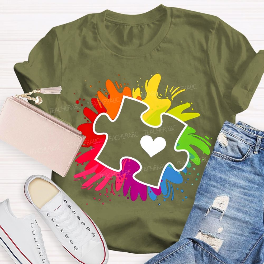 Autism Awareness Colorful Tie-Dye Printing For Special Education Teacher T-shirt