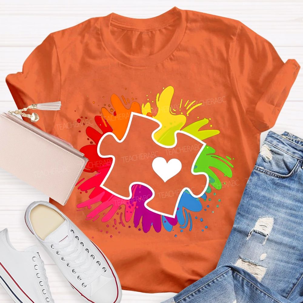 Autism Awareness Colorful Tie-Dye Printing For Special Education Teacher T-shirt