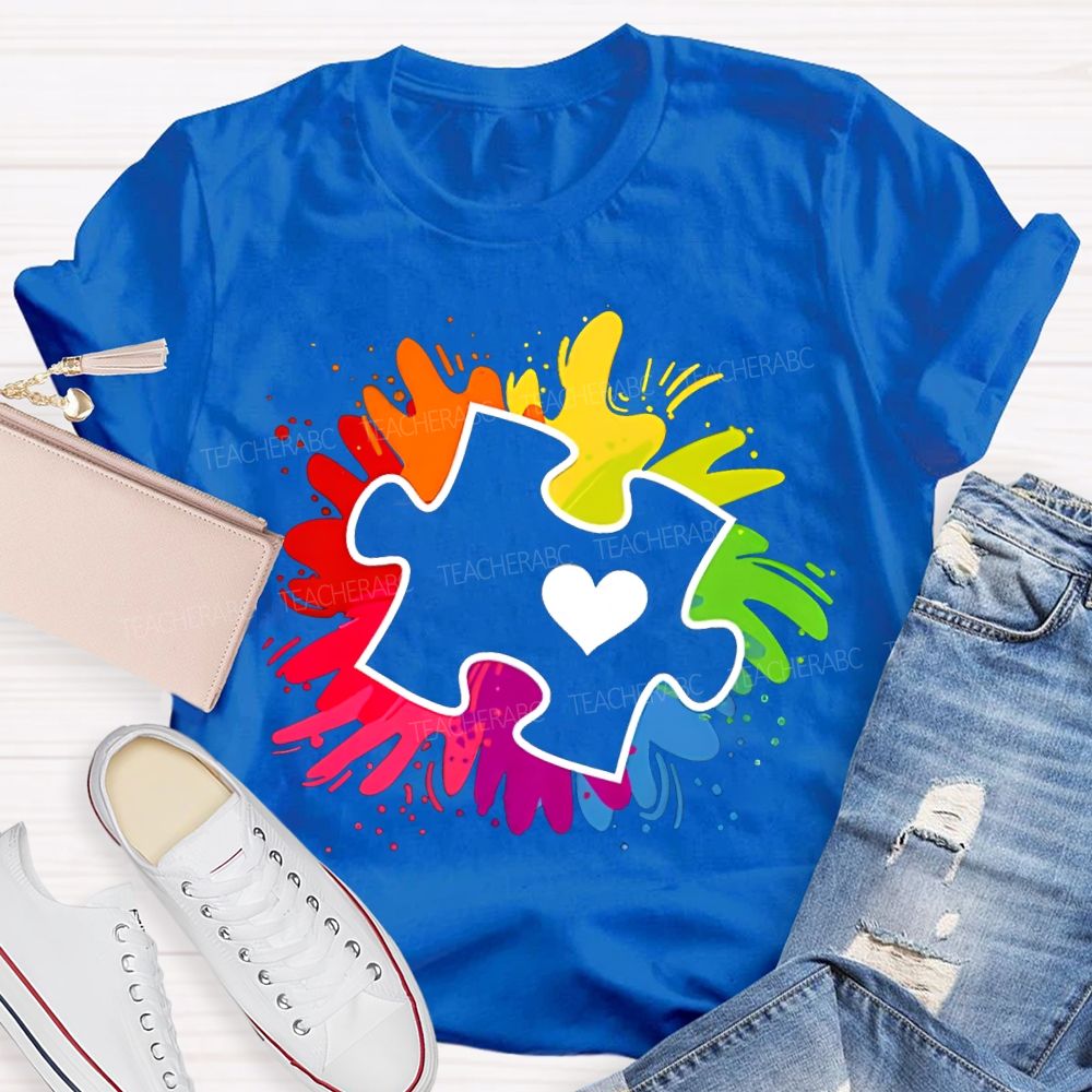 Autism Awareness Colorful Tie-Dye Printing For Special Education Teacher T-shirt