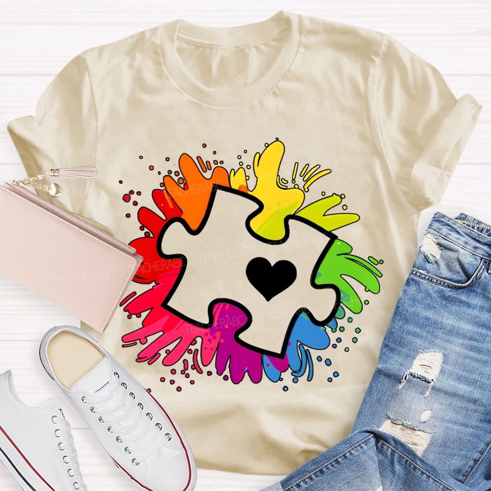 Autism Awareness Colorful Tie-Dye Printing For Special Education Teacher T-shirt