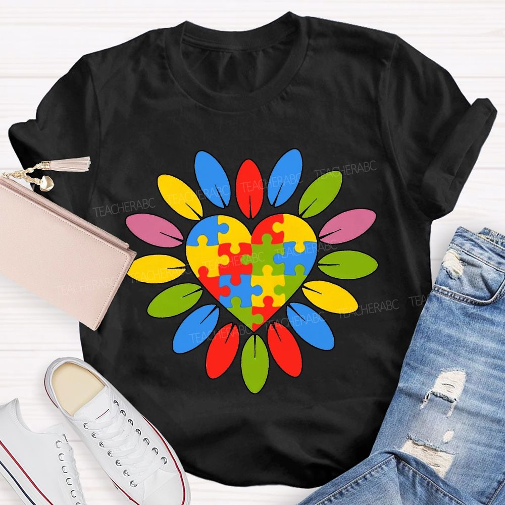 Autism Awareness Colorful Sunflowers Special Education Teacher T-shirt