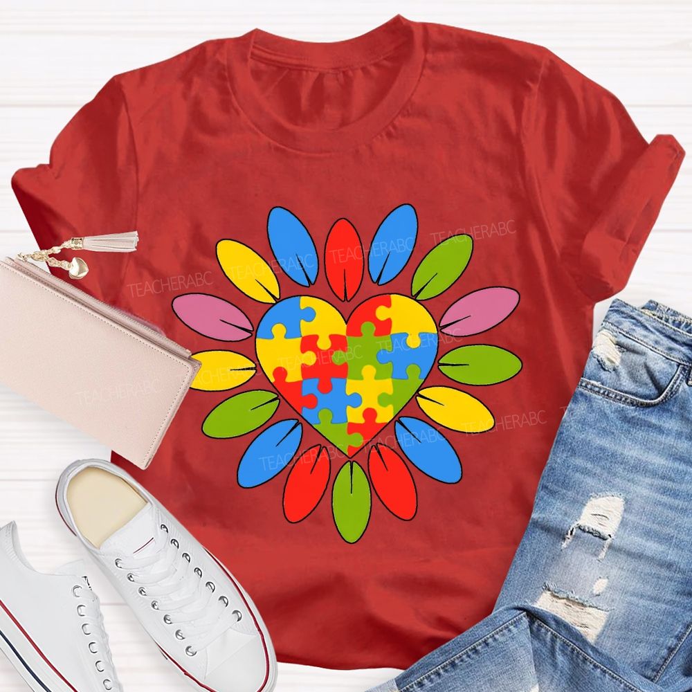 Autism Awareness Colorful Sunflowers Special Education Teacher T-shirt