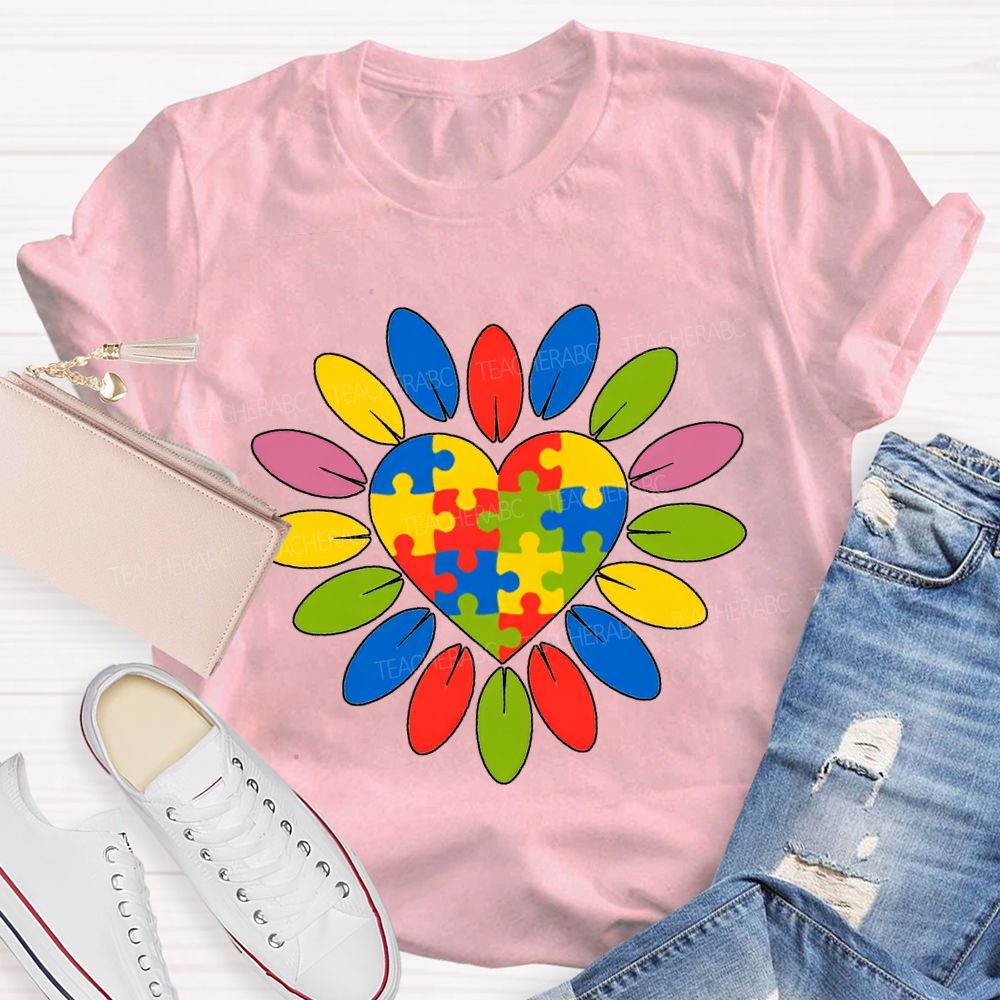 Autism Awareness Colorful Sunflowers Special Education Teacher T-shirt