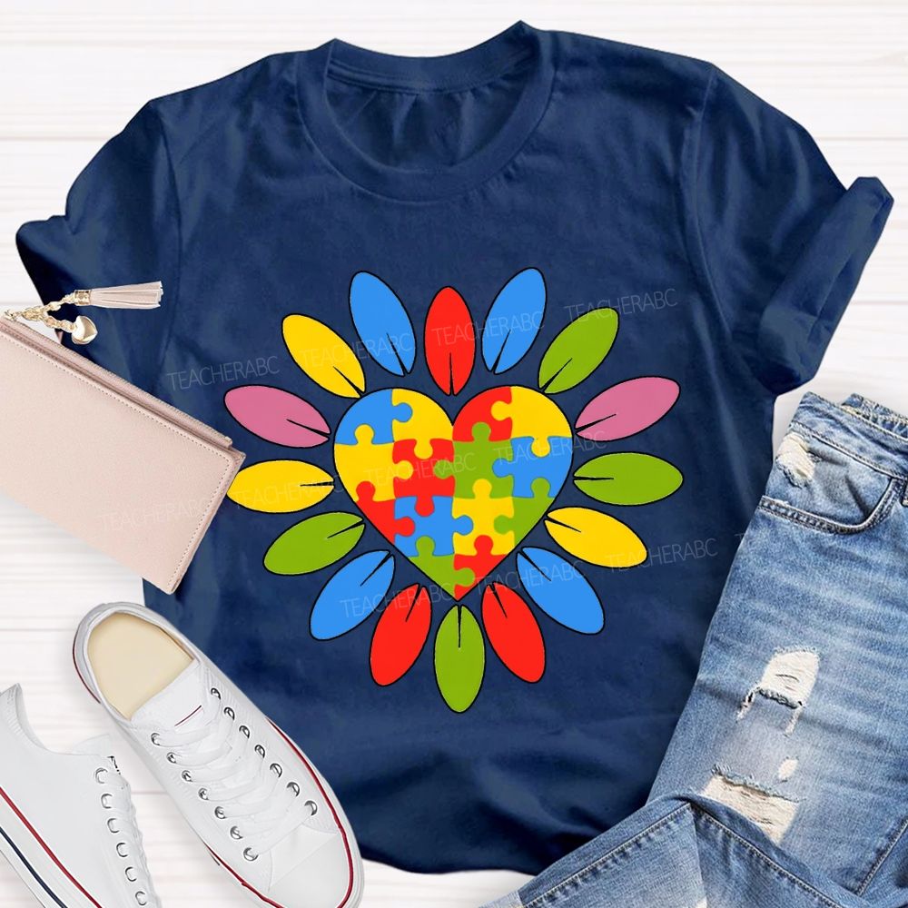 Autism Awareness Colorful Sunflowers Special Education Teacher T-shirt