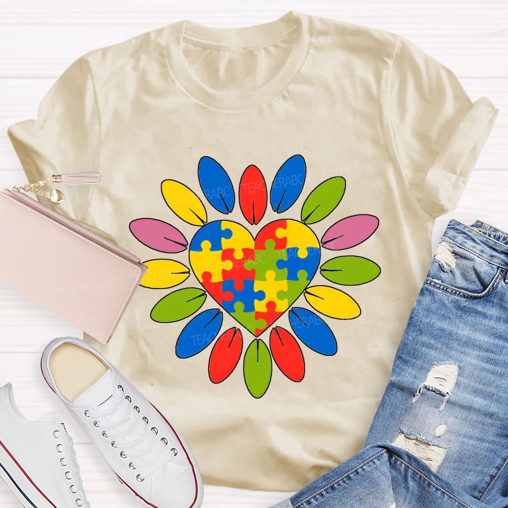 Autism Awareness Colorful Sunflowers Special Education Teacher T-shirt
