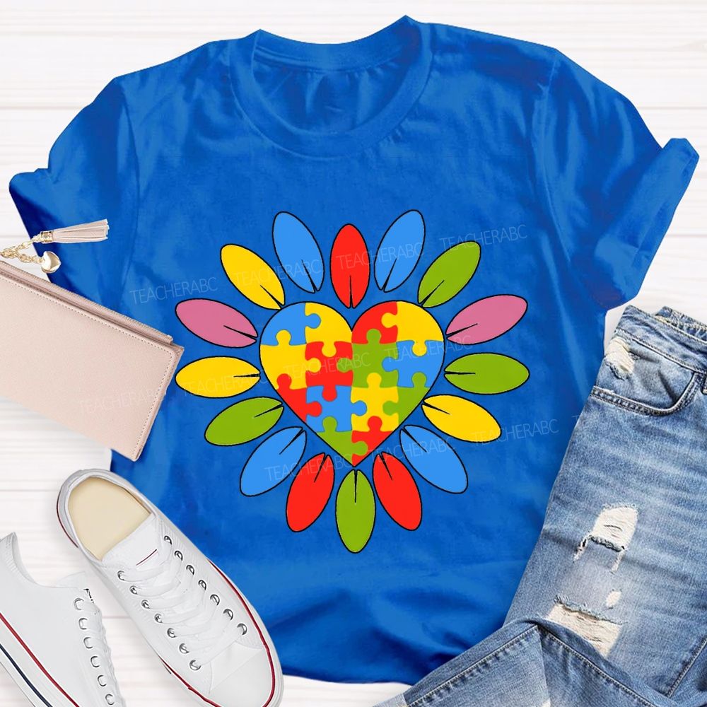 Autism Awareness Colorful Sunflowers Special Education Teacher T-shirt