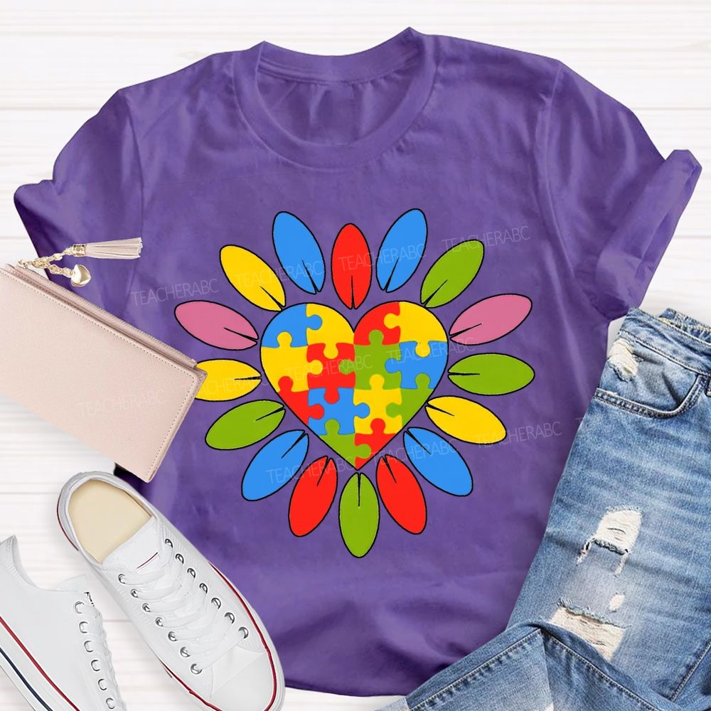 Autism Awareness Colorful Sunflowers Special Education Teacher T-shirt