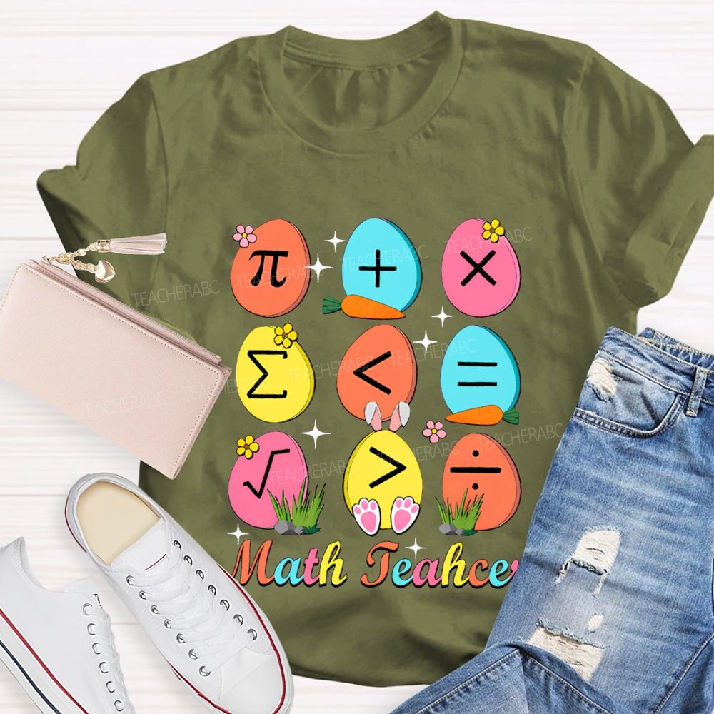 Math Teacher Happy Easter Egg Teacher T-shirt