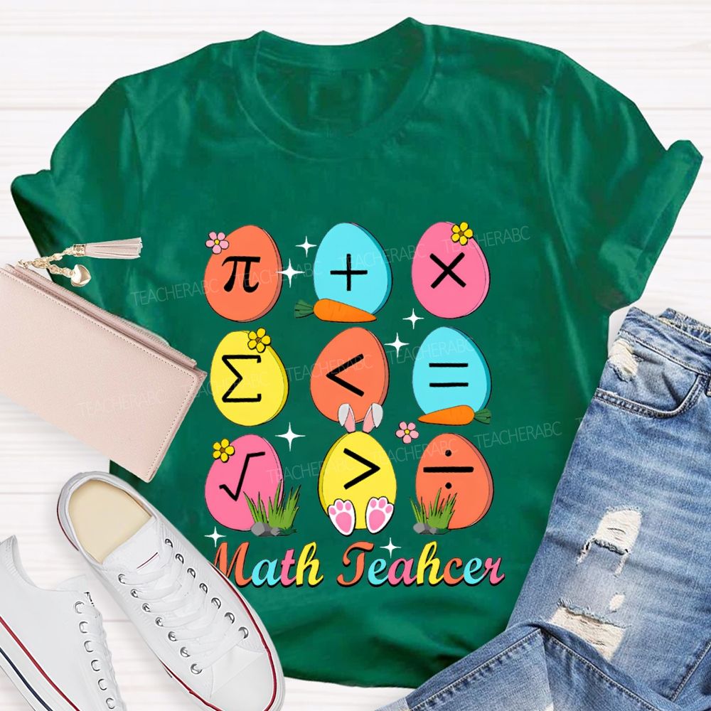 Math Teacher Happy Easter Egg Teacher T-shirt