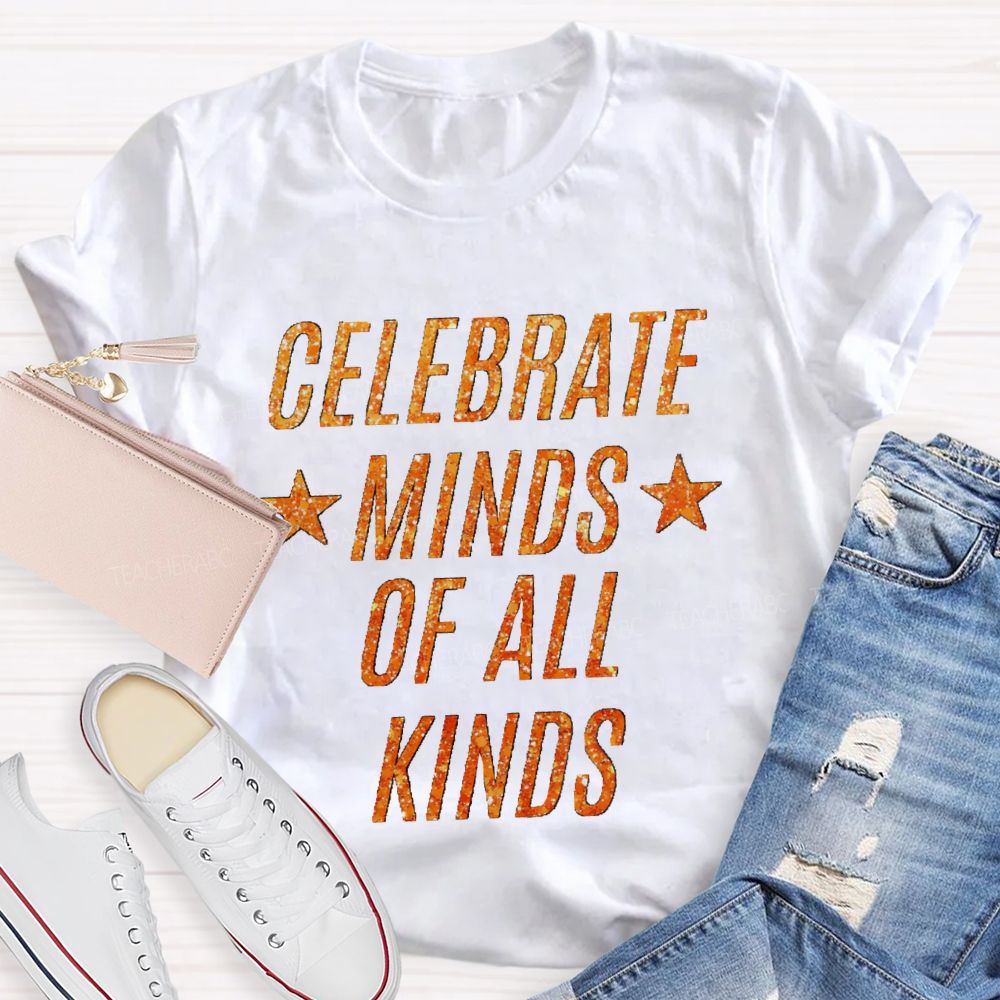 Celebrate Minds Of All Kinds Bling Star Teacher T-Shirt