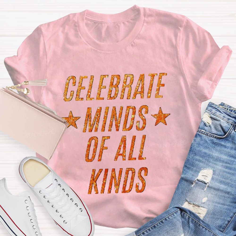 Celebrate Minds Of All Kinds Bling Star Teacher T-Shirt