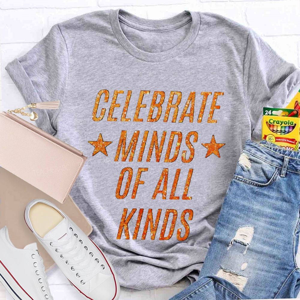 Celebrate Minds Of All Kinds Bling Star Teacher T-Shirt