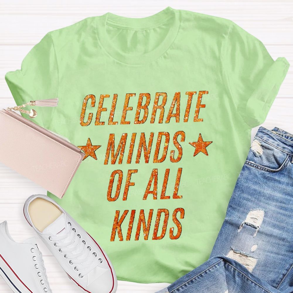 Celebrate Minds Of All Kinds Bling Star Teacher T-Shirt