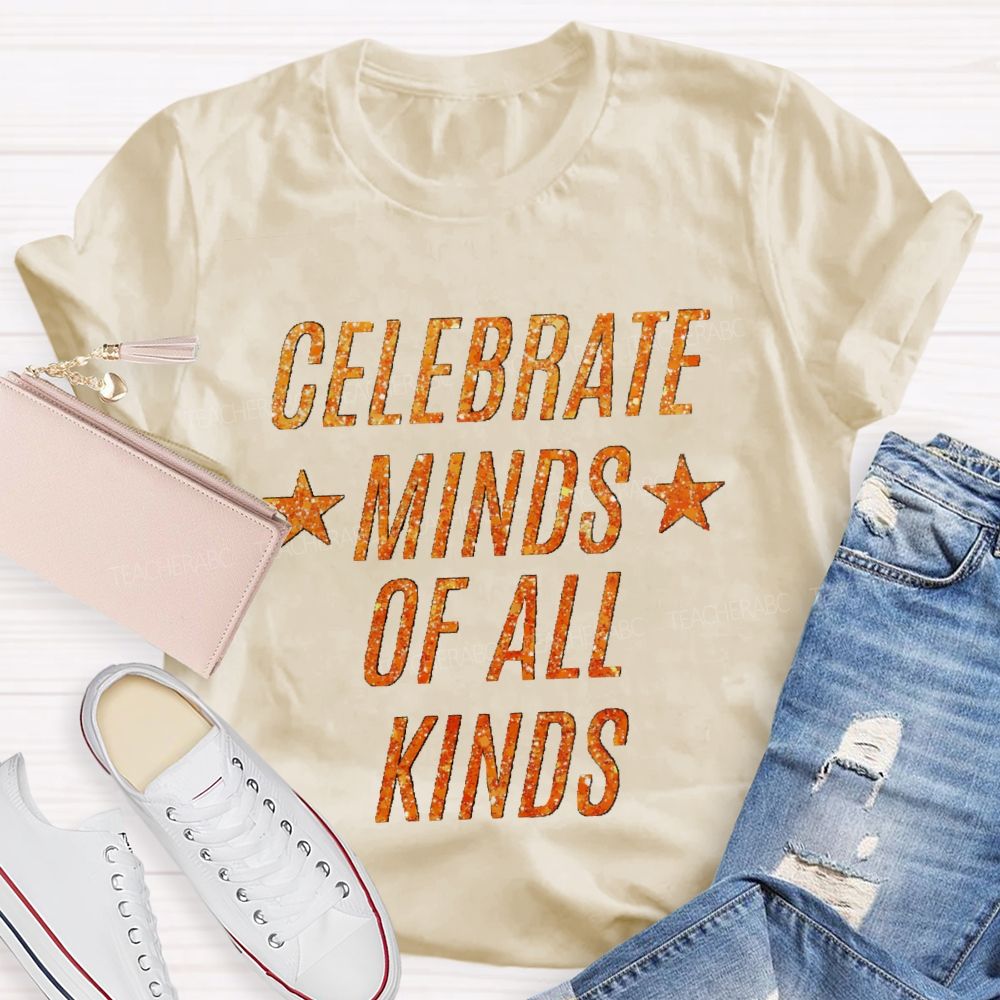 Celebrate Minds Of All Kinds Bling Star Teacher T-Shirt