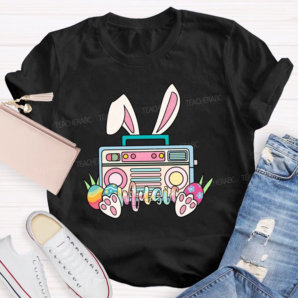 Happy Easter Music Bunny Teacher T-shirt
