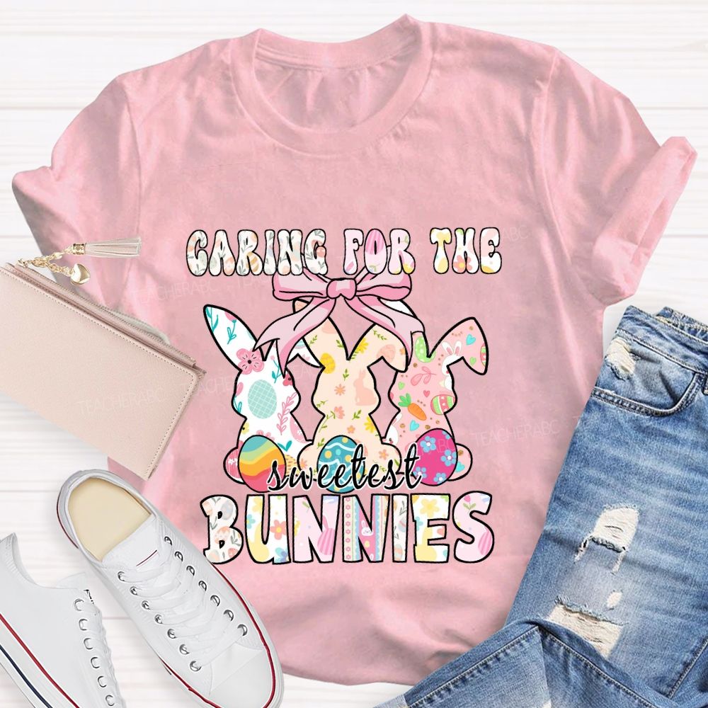 Caring For The Sweet Bunnies Teacher T-shirt