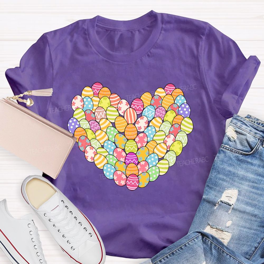 Easter Egg With A Heart Design Teacher T-shirt