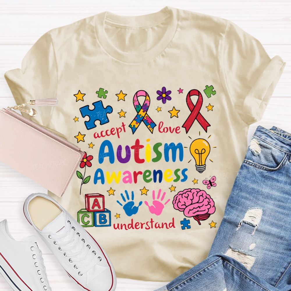 Autism Awareness Accept Love Understand Teacher T-shirt