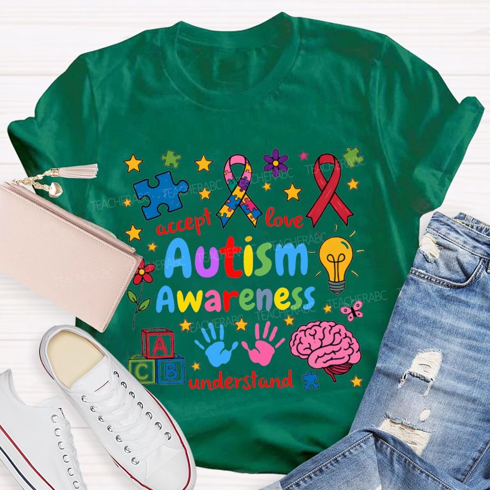 Autism Awareness Accept Love Understand Teacher T-shirt