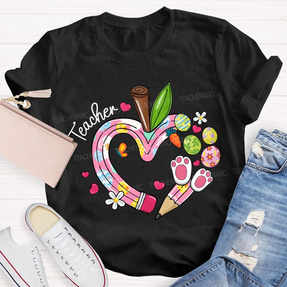 Teacher Easter Bunny Ears And Painted Eggs T-shirt
