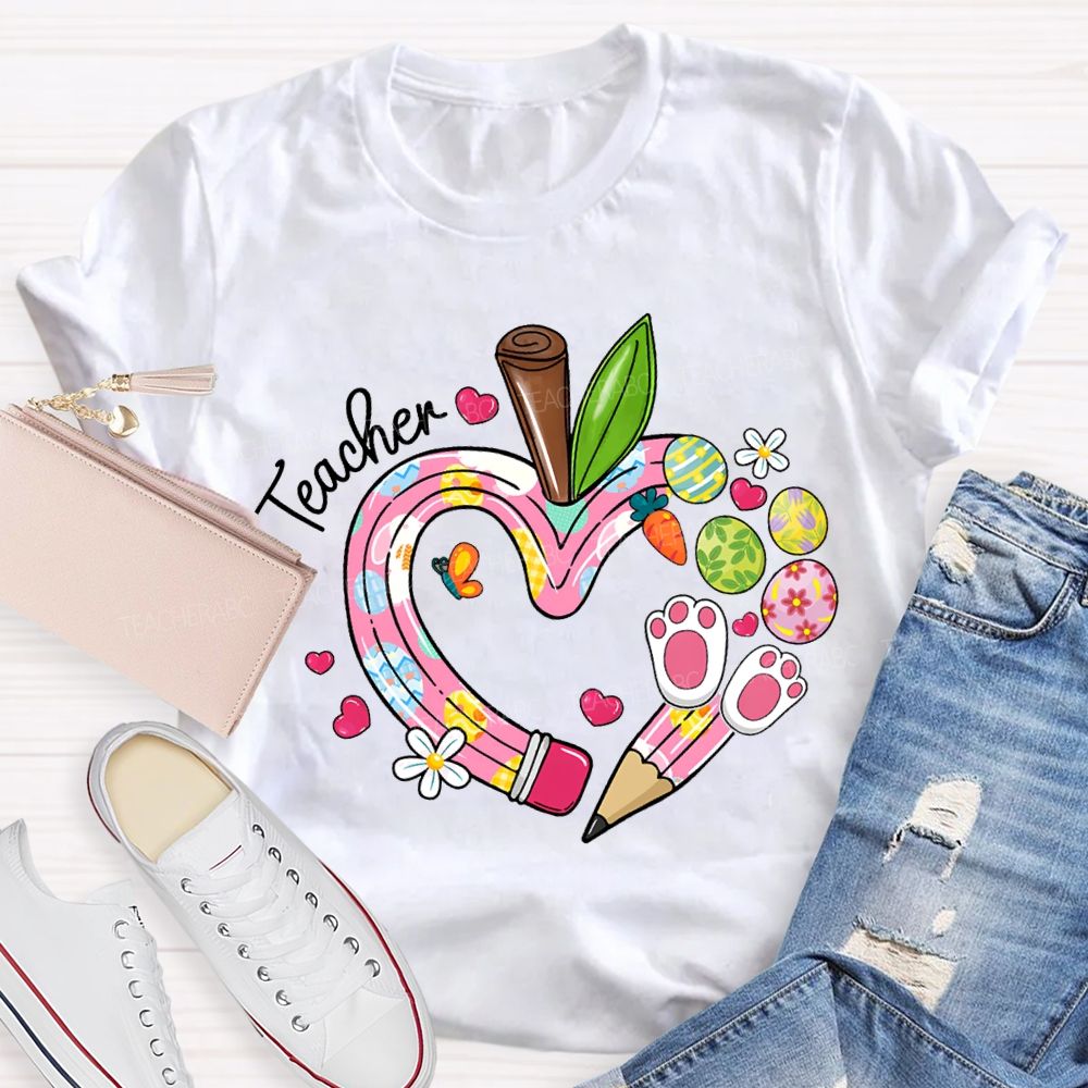 Teacher Easter Bunny Ears And Painted Eggs T-shirt