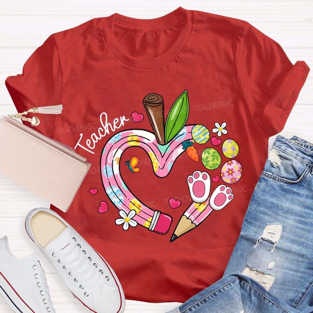 Teacher Easter Bunny Ears And Painted Eggs T-shirt