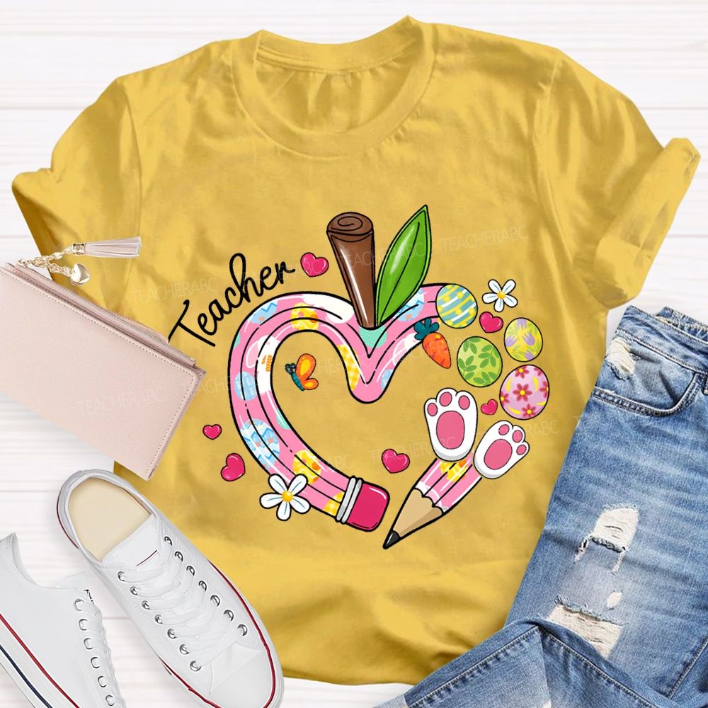 Teacher Easter Bunny Ears And Painted Eggs T-shirt