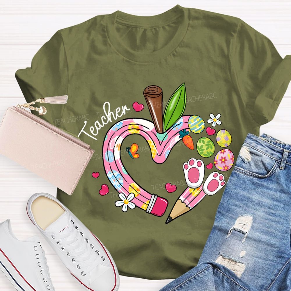 Teacher Easter Bunny Ears And Painted Eggs T-shirt