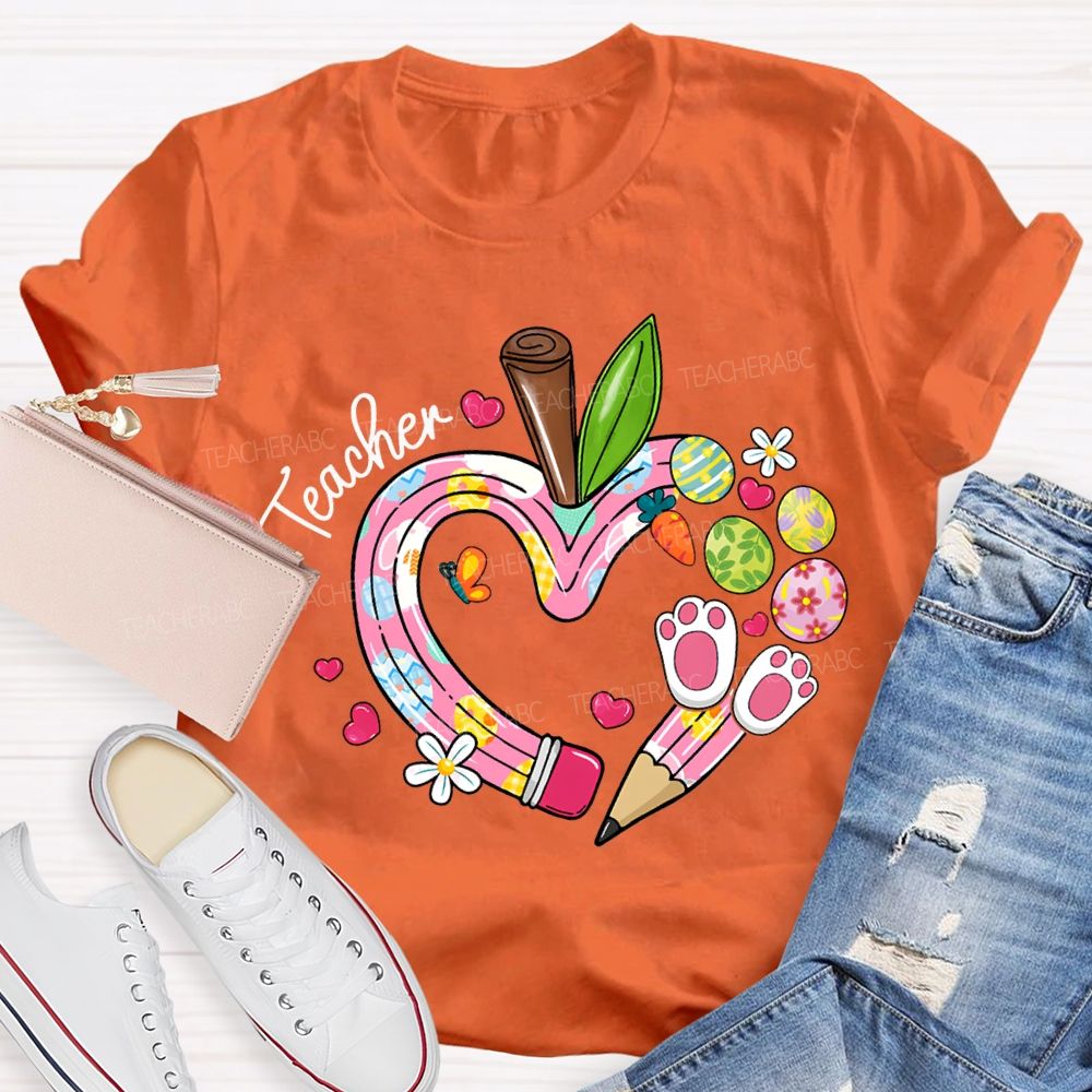 Teacher Easter Bunny Ears And Painted Eggs T-shirt