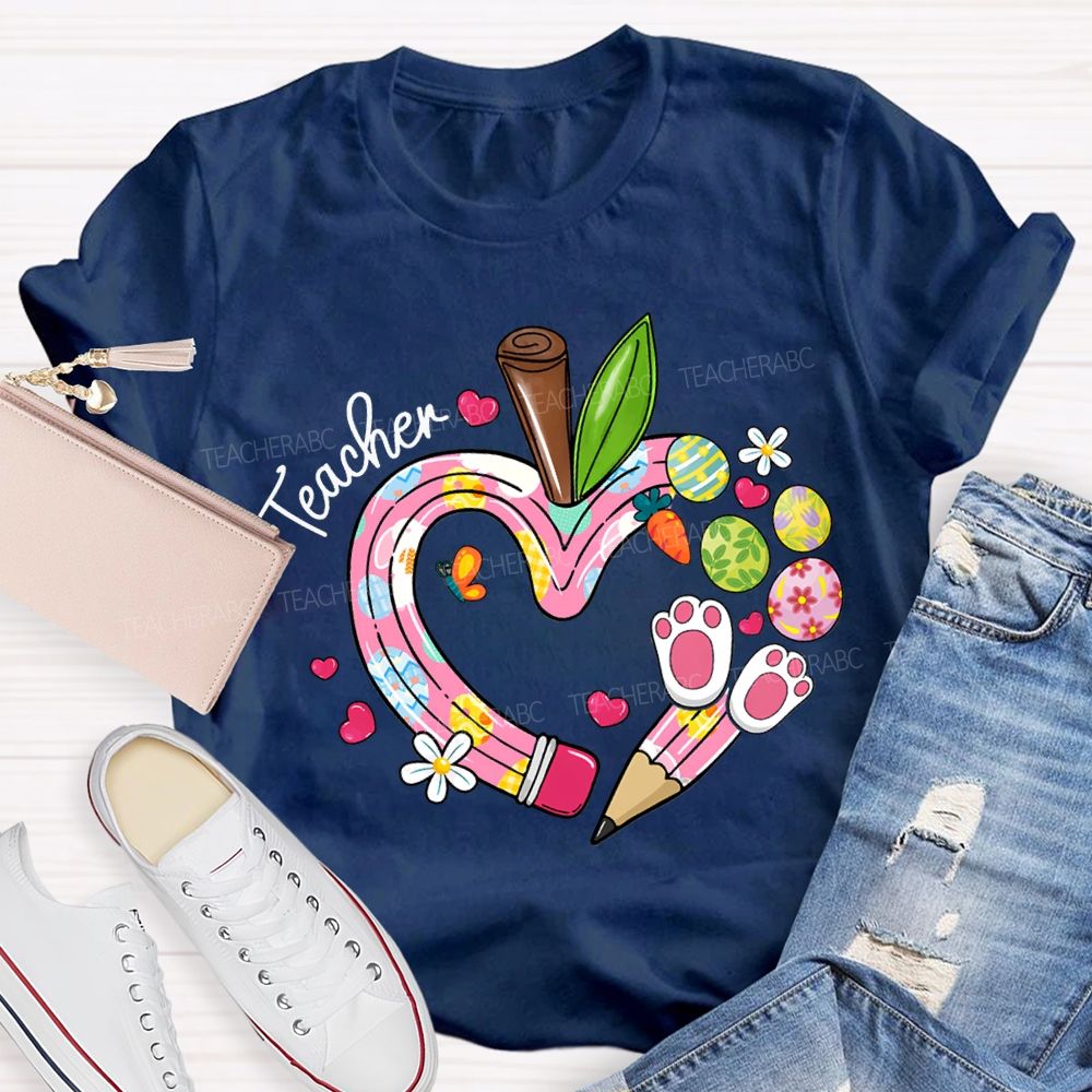 Teacher Easter Bunny Ears And Painted Eggs T-shirt