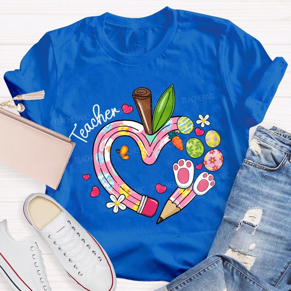 Teacher Easter Bunny Ears And Painted Eggs T-shirt