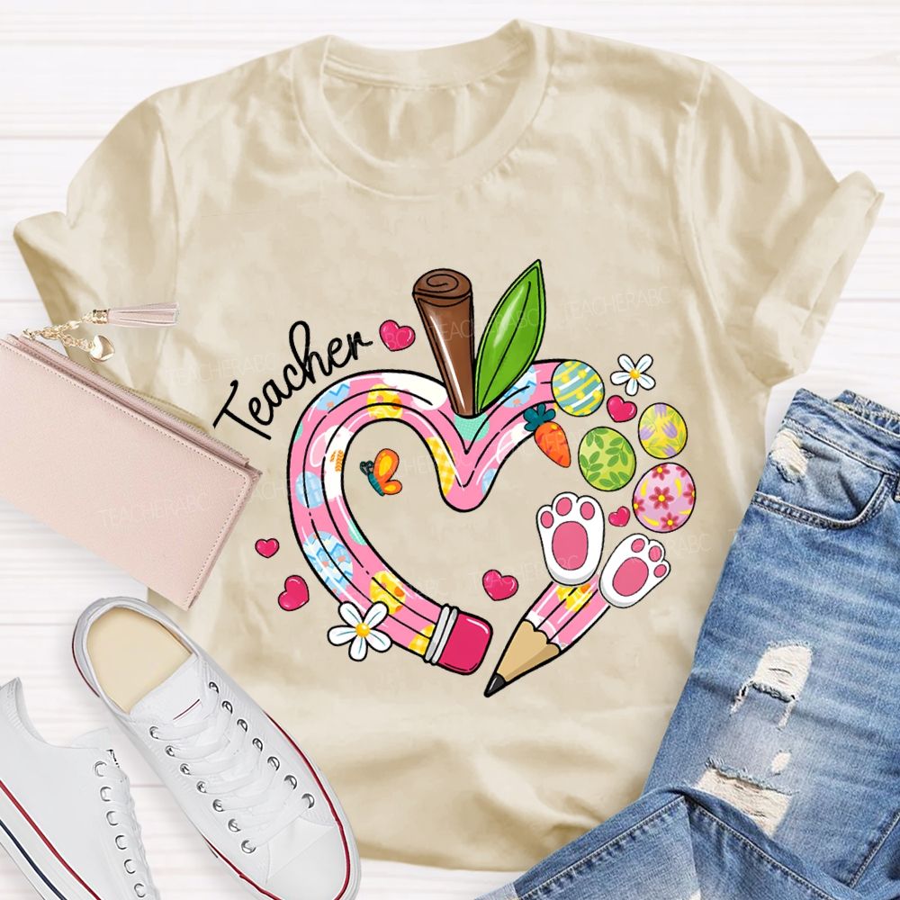 Teacher Easter Bunny Ears And Painted Eggs T-shirt