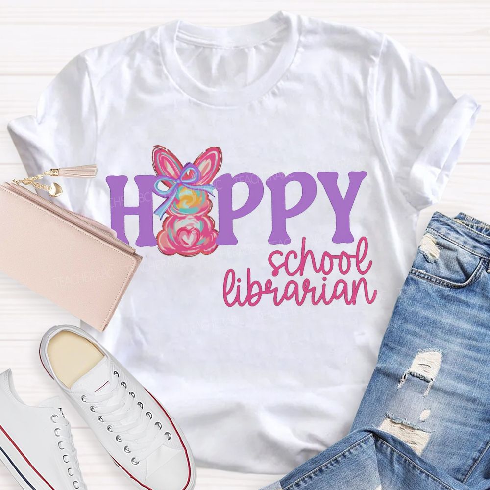 Happy School Librarian Easter Bunny T-shirt