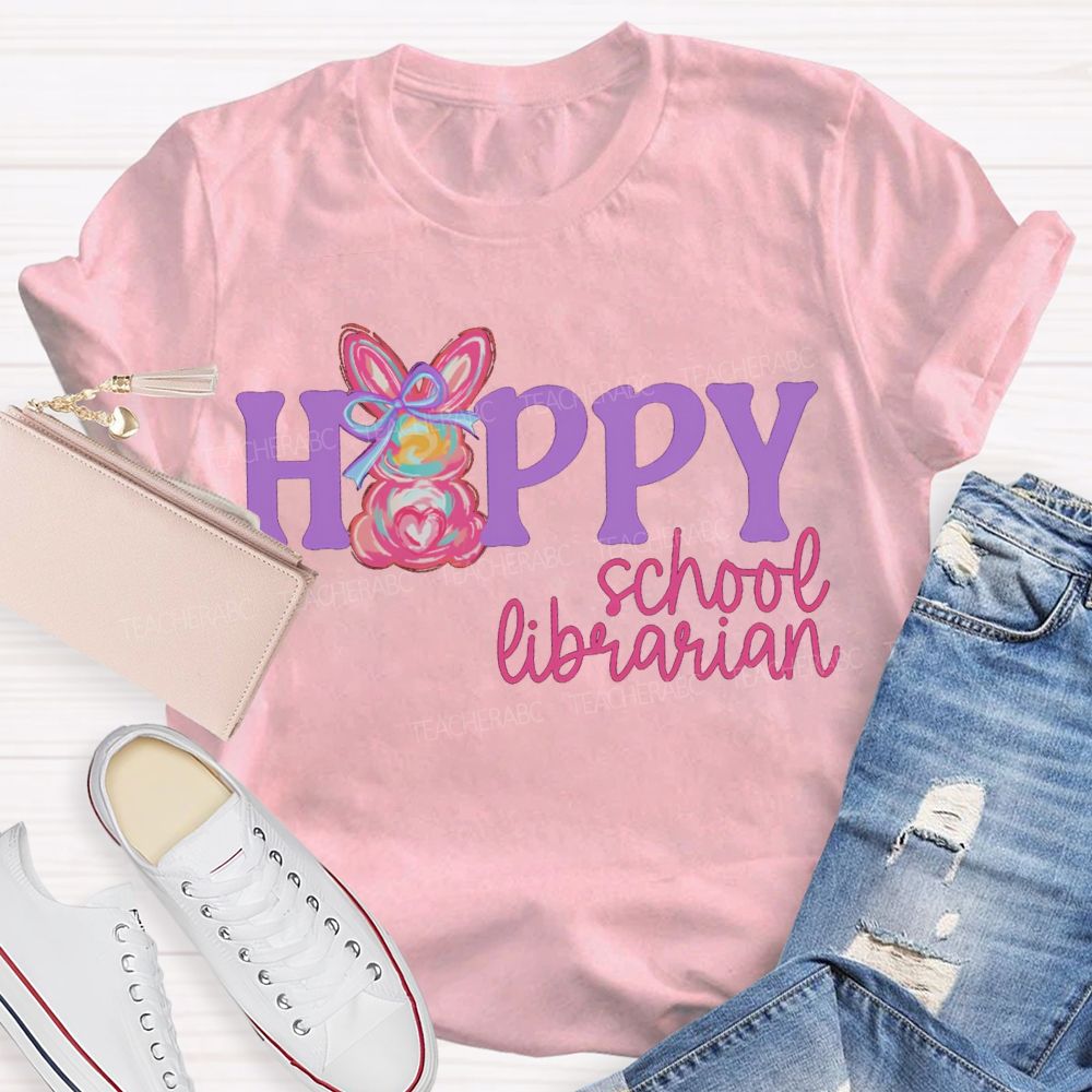 Happy School Librarian Easter Bunny T-shirt