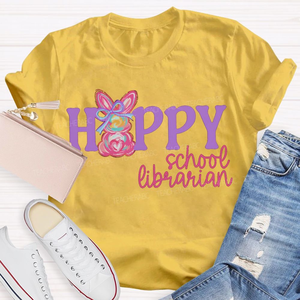 Happy School Librarian Easter Bunny T-shirt