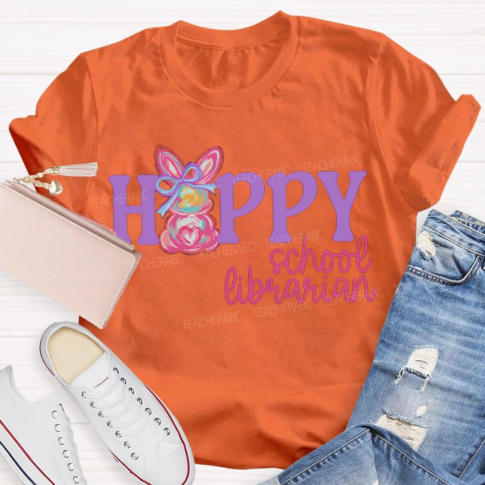 Happy School Librarian Easter Bunny T-shirt
